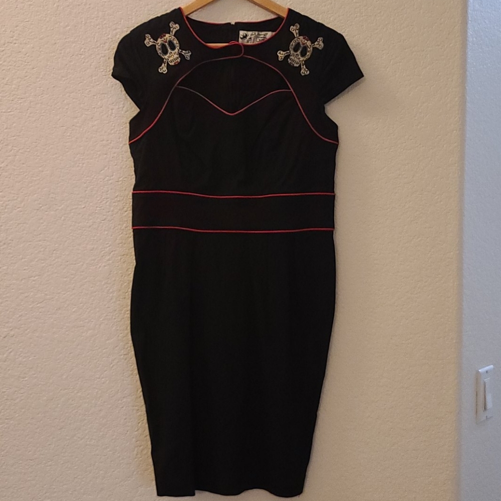 Hell Bunny Sugar Skull Pencil Dress